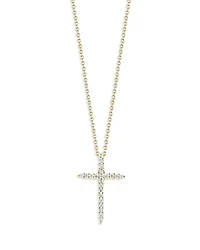 Roberto Coin 18K Yellow Gold Tiny Treasures Diamond North South Cross Pendant Necklace, 16-18