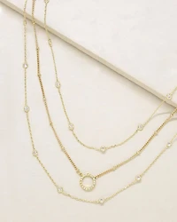 Monroe Crystal Cubic Zirconia Layered Collar Necklace in 18K Gold Plated, 14"-19"