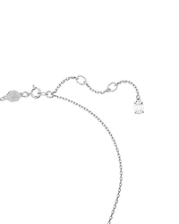 Matrix Baguette Crystal Woven Heart Pendant Necklace in Rhodium Plated, 15"-17"