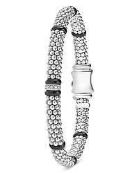 Single Station Diamond Caviar Bracelet Sterling Silver