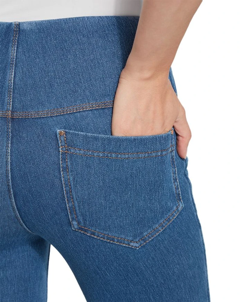 High Rise Ankle Baby Bootcut Jeans Mid Wash