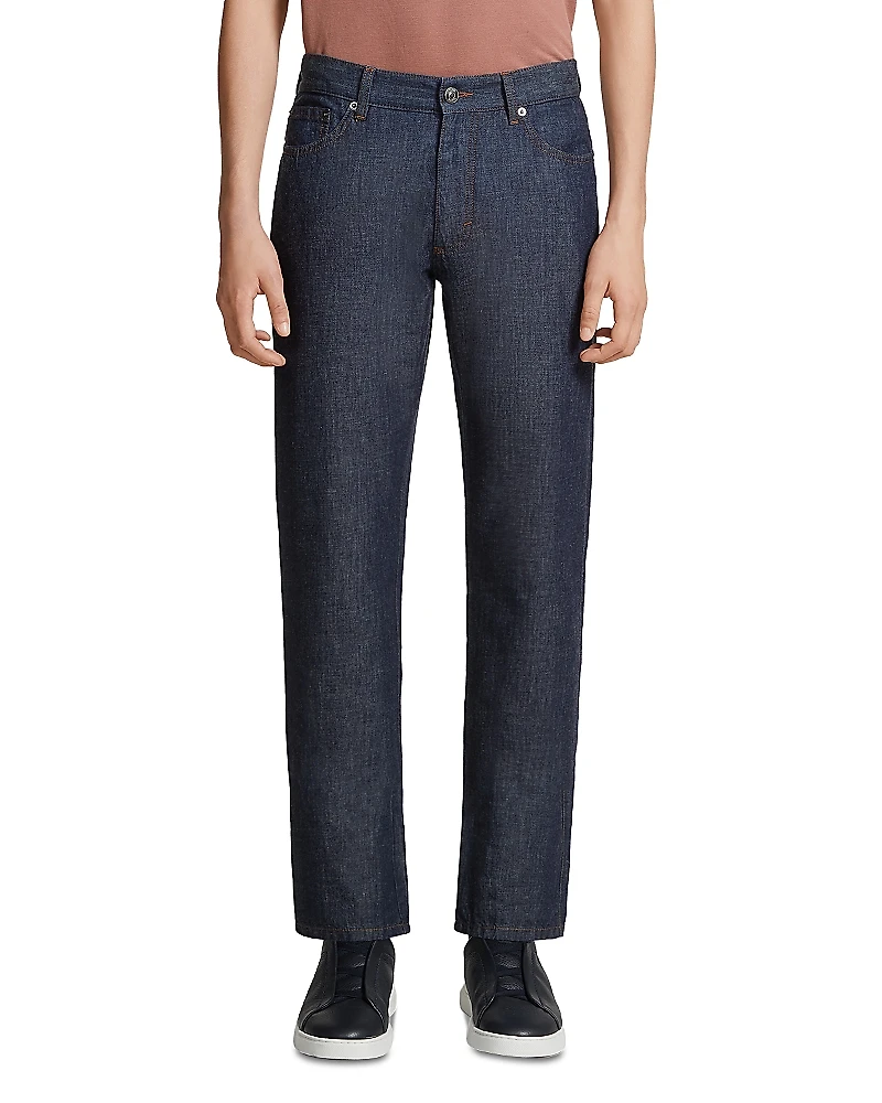Zegna Slim Fit Cotton & Linen Jeans