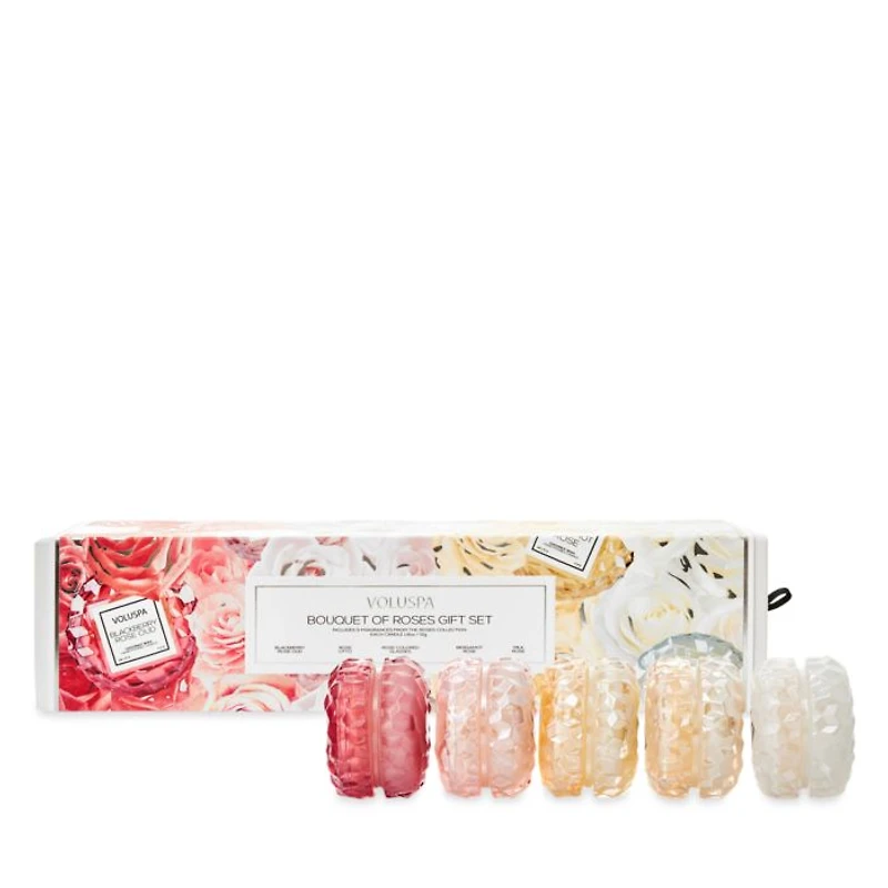 Roses Macaron Candle Gift Box, Set of 5