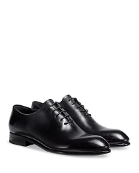 Zegna Men's Black Hand-Buffed Leather Vienna Evening Wholecut Oxford Shoes