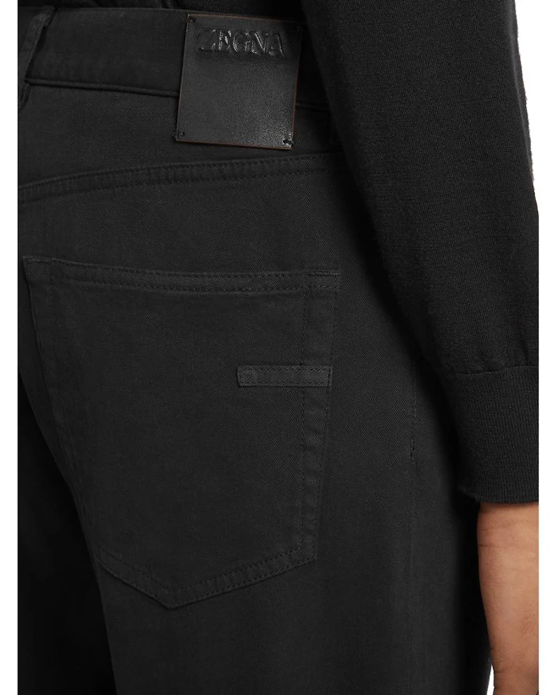 Garment Dyed Stretch Gabardine City Slim Fit Jeans Black