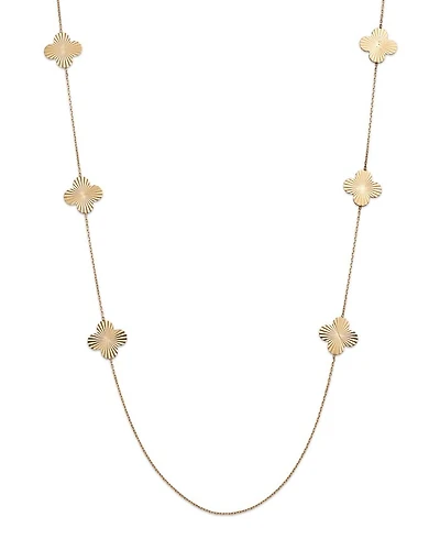 14K Yellow Gold Flower Statement Necklace, 27"