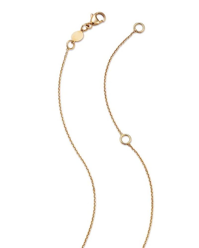 14K Yellow Gold Heart Station Necklace, 18"-20"