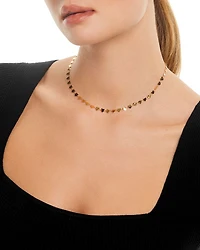 14K Yellow Gold Heart Collar Necklace, 16.25"