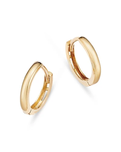 14K Yellow Gold Small Huggie Hoop Earrings