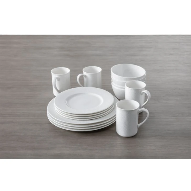 Amanda White Embossed 16 Pc Dinnerware Set