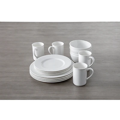 Fortessa Amanda White Embossed 16 Pc Dinnerware Set
