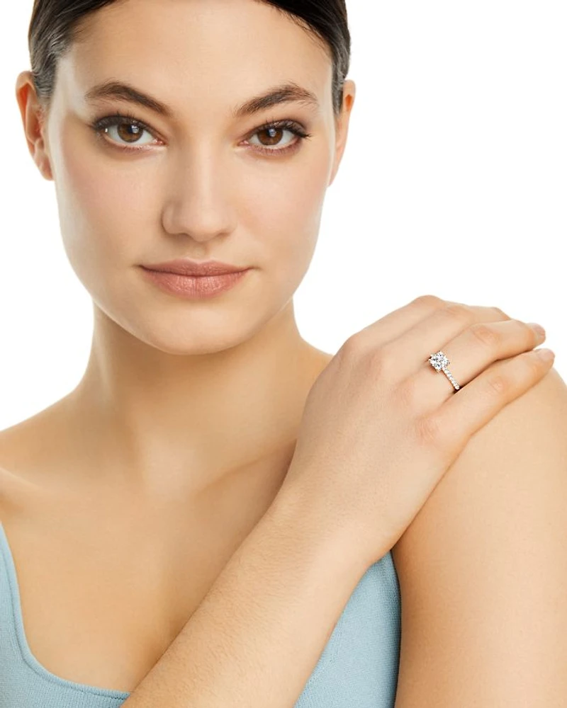 Diamond Cluster Engagement Ring in 14K White Gold, 1.00 tcw