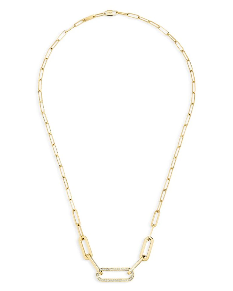 18K Yellow Gold & Diamond Large Maillon L Necklace, 17.7"