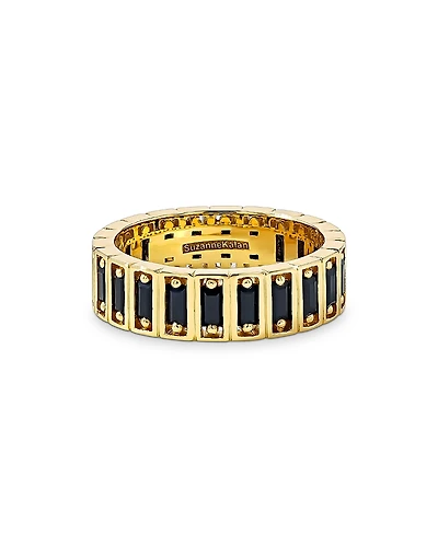 Suzanne Kalan Men's 18K Yellow Gold Inlay Black Sapphire Eternity Band