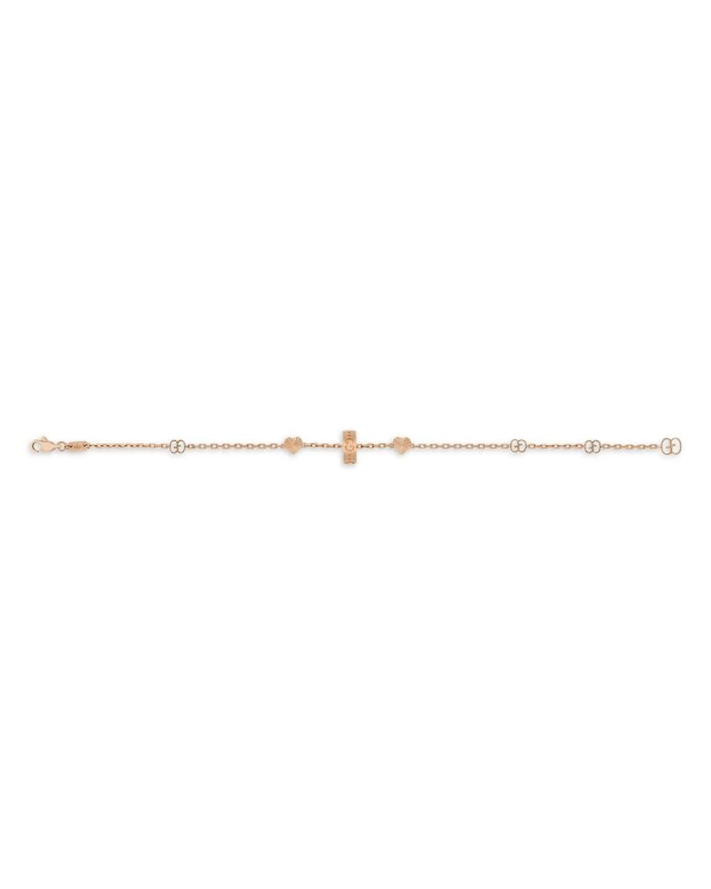 18K Rose Gold Icon Heart & Double G Link Bracelet