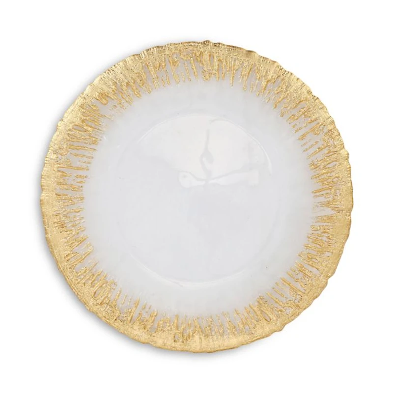 Rufolo Glass Gold Brushstoke Dinner Plate