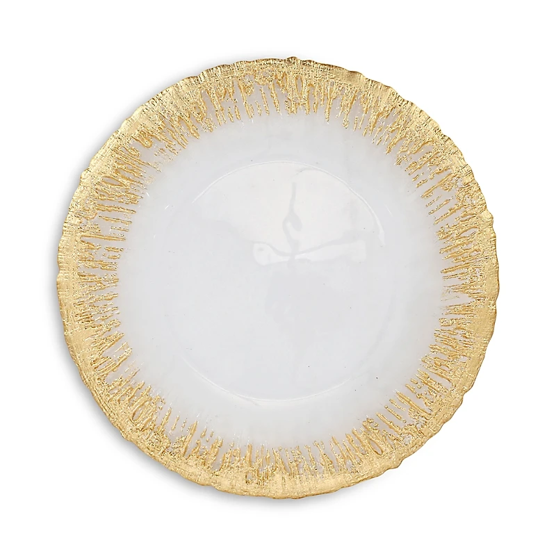Vietri Rufolo Glass Gold Brushstoke Dinner Plate