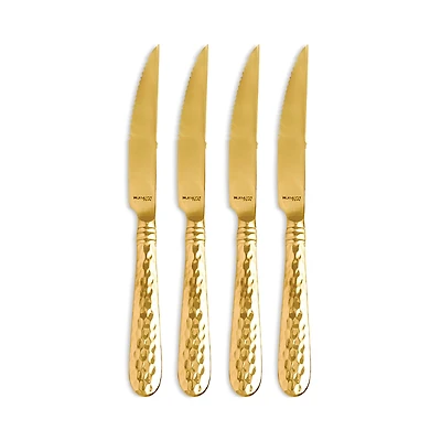 Vietri Martellato Gold Tone Steak Knife, Set of 4