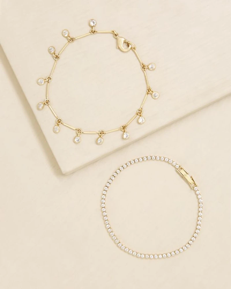 Cubic Zirconia Bracelets, Set of 2
