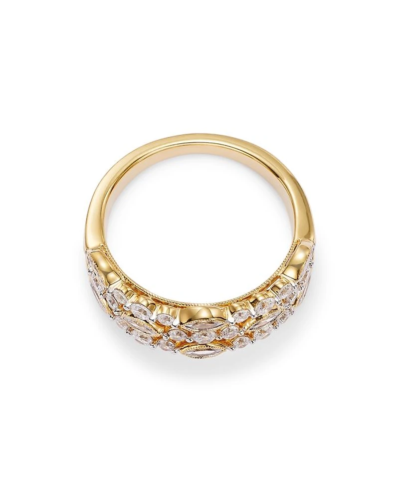 Diamond Triple Row Ring in 14K Yellow Gold, 1 tcw