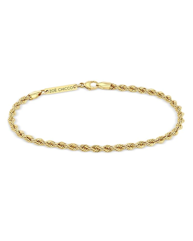 14K Yellow Gold Heavy Metal Rope Link Chain Bracelet