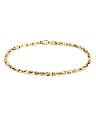 14K Yellow Gold Heavy Metal Rope Link Chain Bracelet