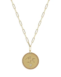 Zoe Chicco 14K Yellow Gold Mantra Diamond Accented All You Need is Love Disc Pendant Necklace, 18