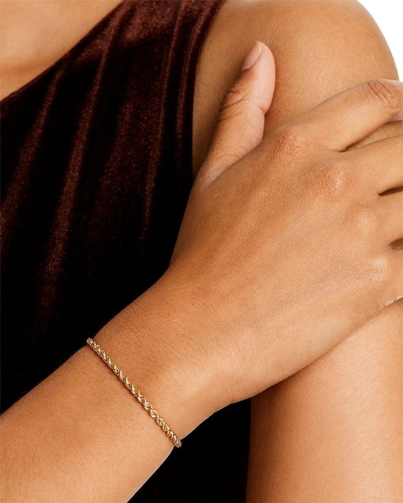 14K Yellow Gold Heavy Metal Rope Link Chain Bracelet