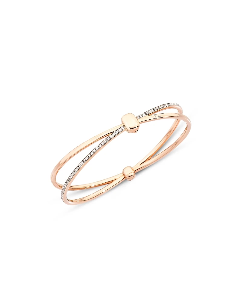 Pomellato 18K Rose Gold Iconica Diamond Crossover Bangle Bracelet