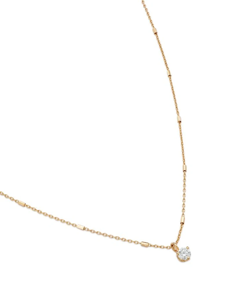 14k Yellow Gold Prong Set Diamond Necklace, 16"