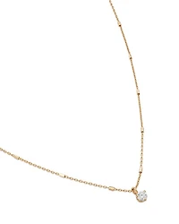 14k Yellow Gold Prong Set Diamond Necklace, 16"