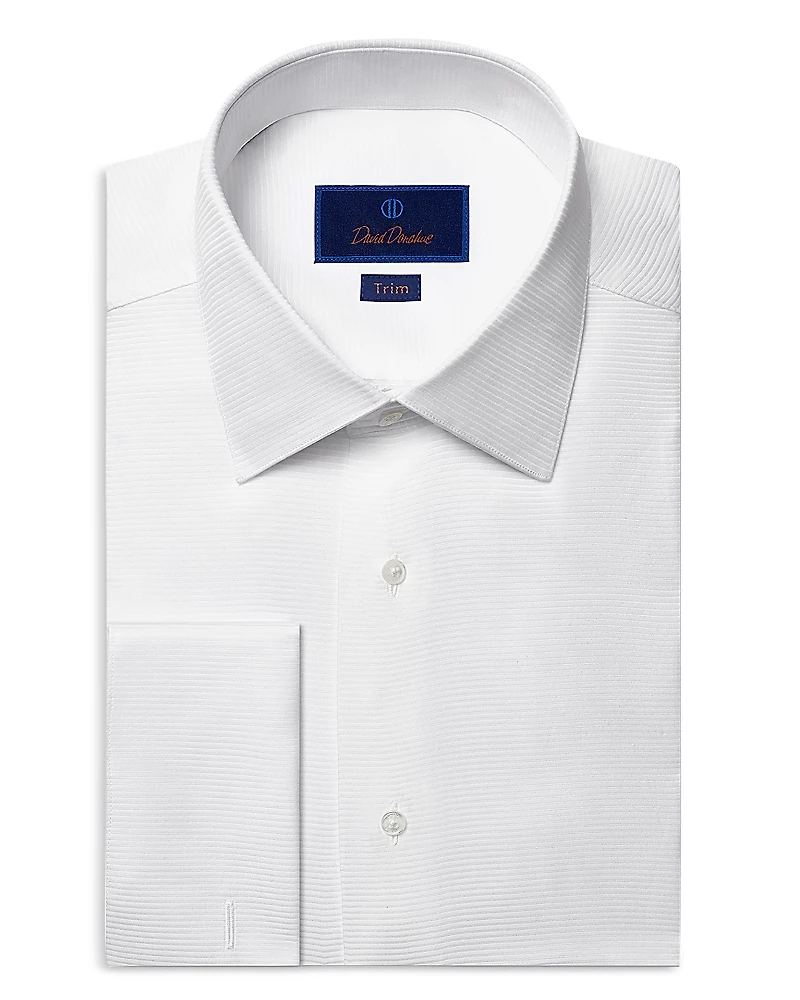 David Donahue Trim Fit Horizontal Rib Formal Shirt