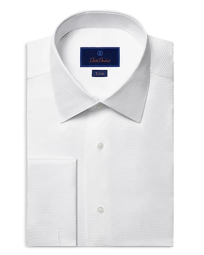 David Donahue Trim Fit Horizontal Rib Formal Shirt
