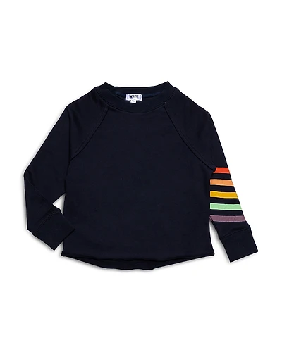 Worthy Threads Girls Cropped Crew Neck with Rainbow Stripes - Little Kid, Big Kid