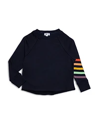 Worthy Threads Girls Cropped Crew Neck with Rainbow Stripes - Little Kid, Big Kid