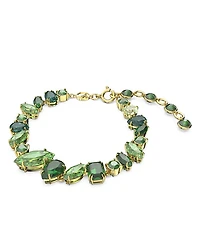 Gema Green Crystal Flex Bracelet in Gold Tone