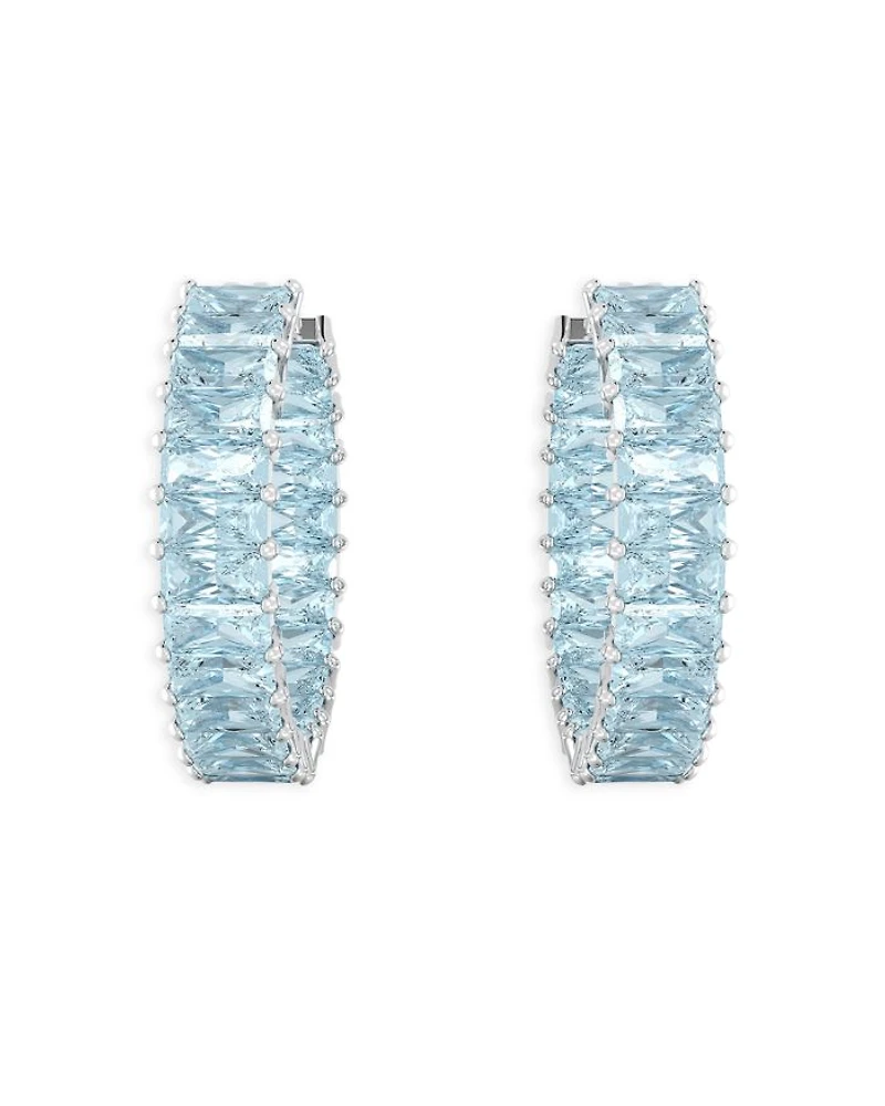 Matrix Baguette Color Crystal Hoop Earrings