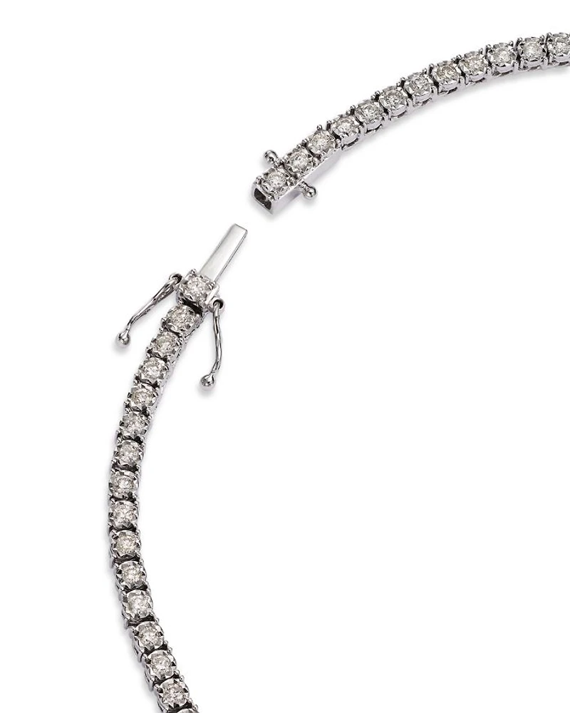 Diamond Classic Tennis Necklaces 14K White Gold, 3.0-7.0 tcw