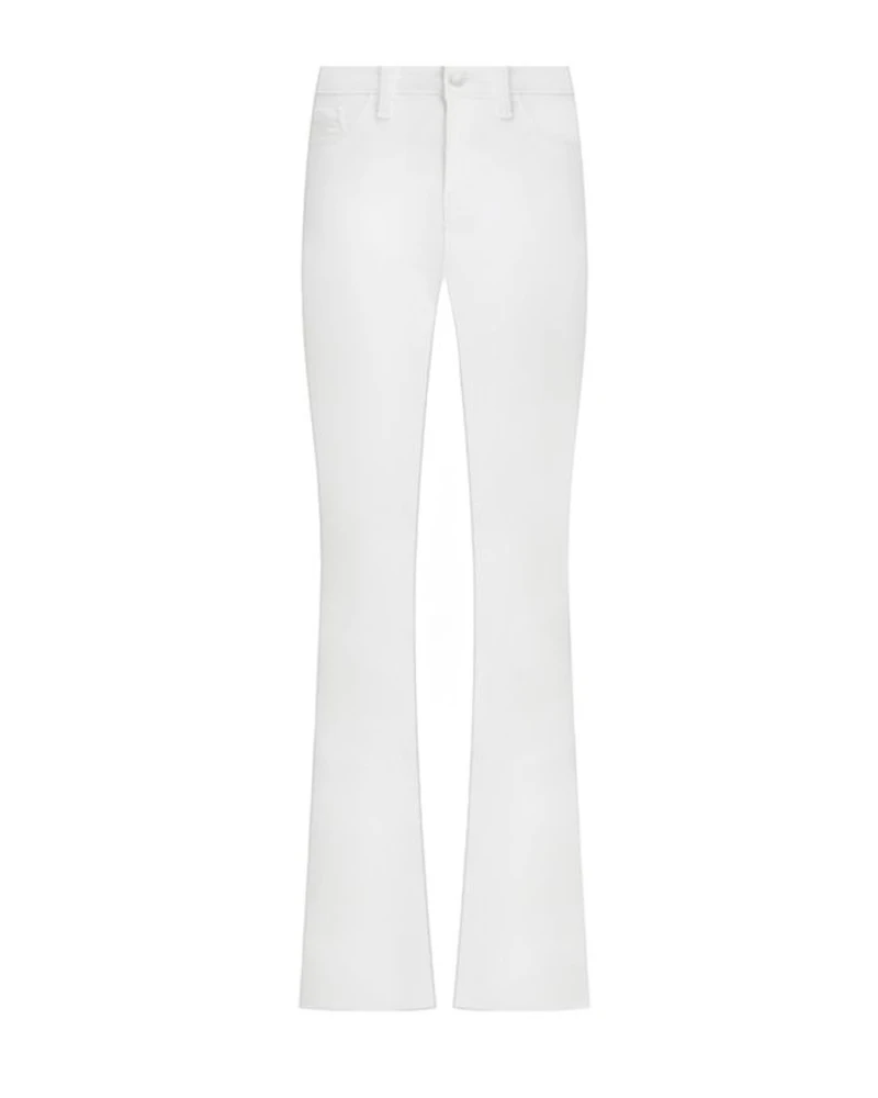 Selma Cotton Stretch High Rise Bootcut Jeans Blanc