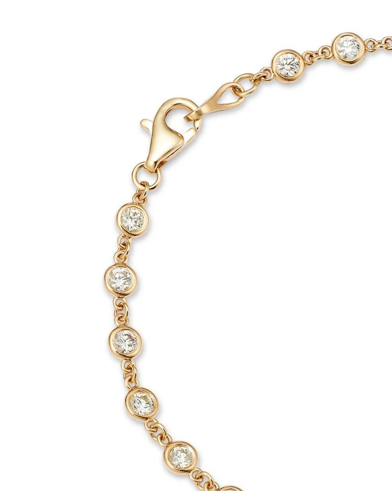 Diamond Station Tennis Bracelet in 14K Yellow Gold, 1.60 tcw