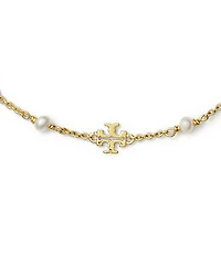 Kira Logo & Cultured Freshwater Pearl Link Bracelet in 18K Gold Plated