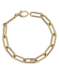 14K Yellow Gold Prong Diamonds Diamond Paperclip Link Bracelet