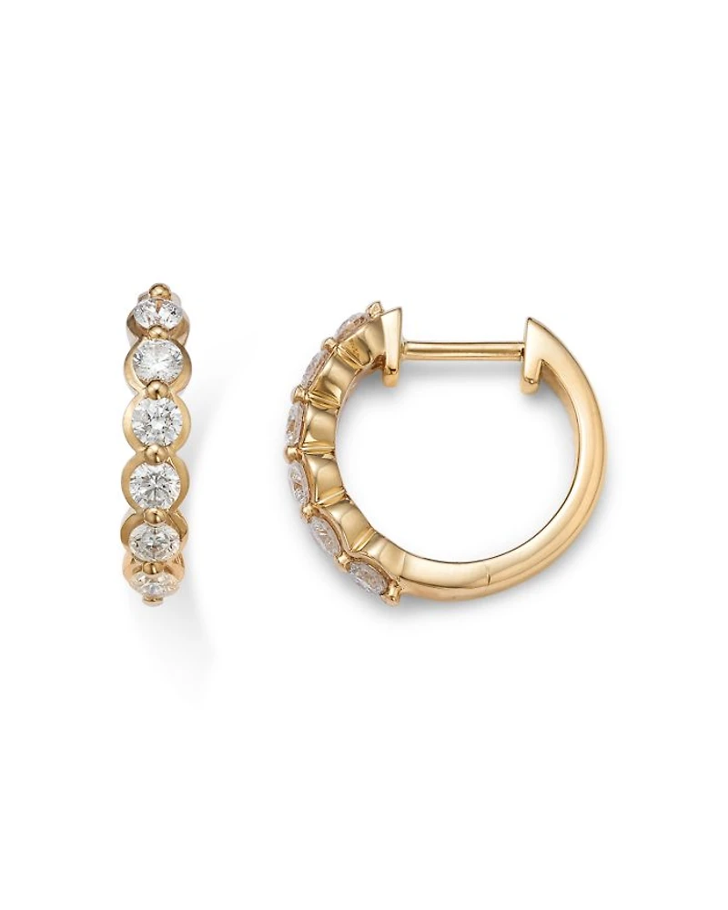 Diamond Small Huggie Hoop Earring Collection 14K Gold, 0.50 tcw