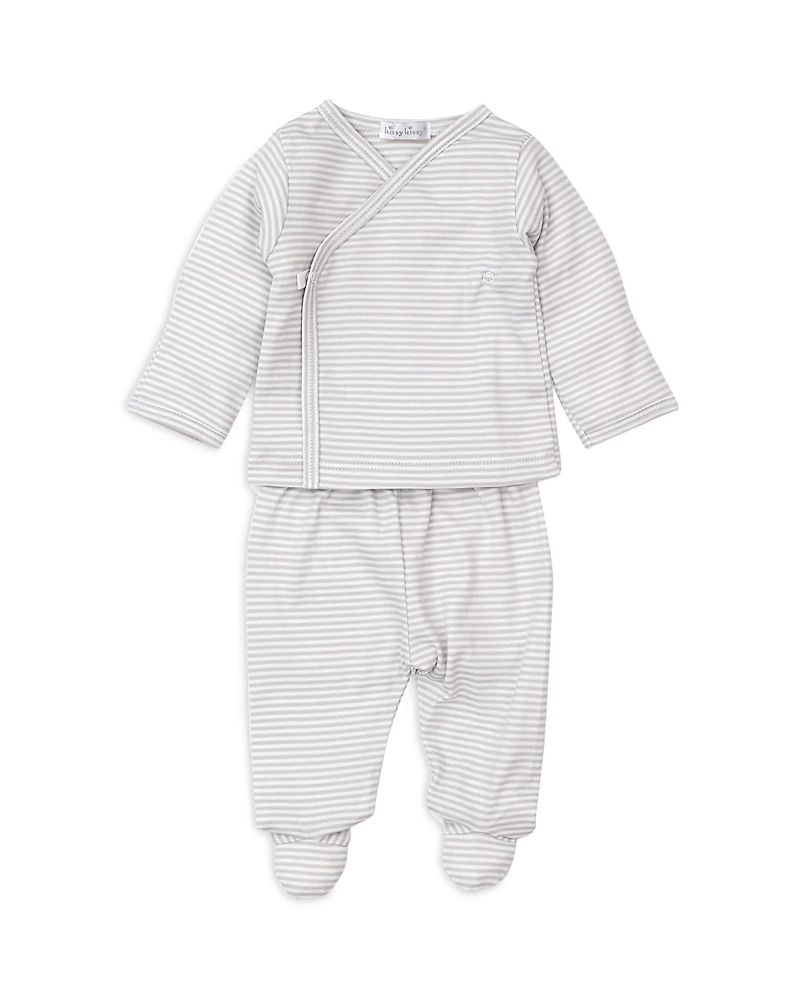 Kissy Unisex Cotton Striped Shirt and Footed Pants Set - Baby