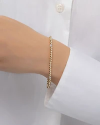 14K White & Yellow Gold Diamond Accent Station Beaded Stretch Bracelet