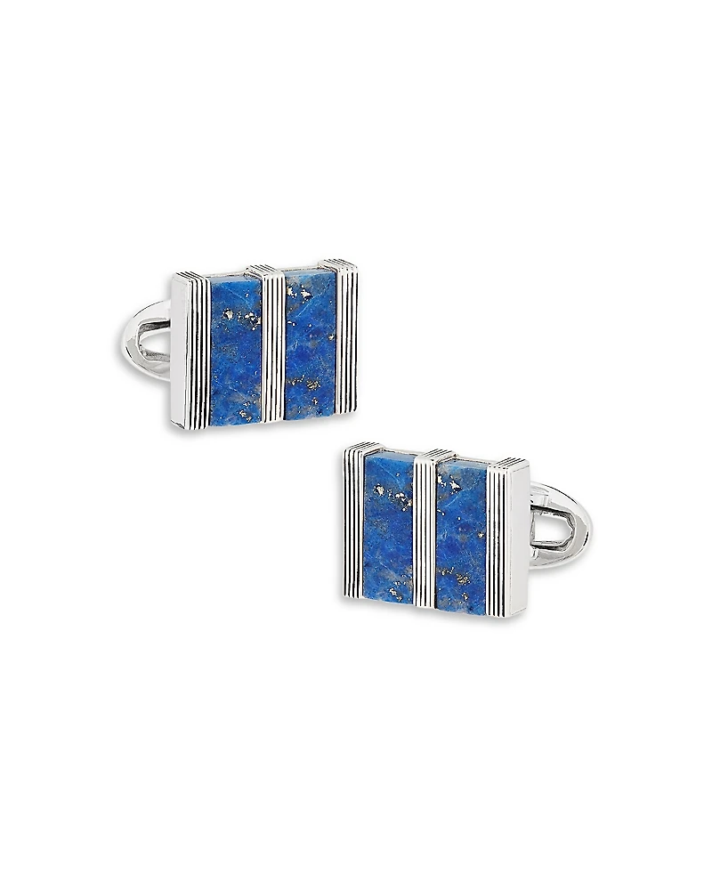 Link Up Lapis Inlay Rhodium Plated Cufflinks