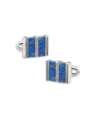 Link Up Lapis Inlay Rhodium Plated Cufflinks