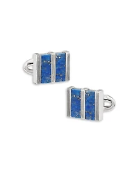 Link Up Lapis Inlay Rhodium Plated Cufflinks
