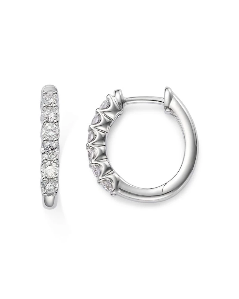 Diamond Small Hoop Earrings 14K Gold, 0.34 tcw