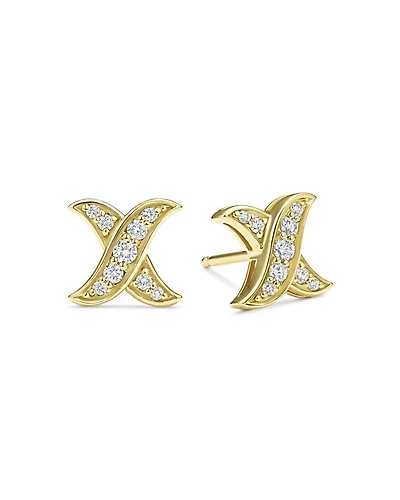18K Yellow Gold Embrace Diamond X Stud Earrings